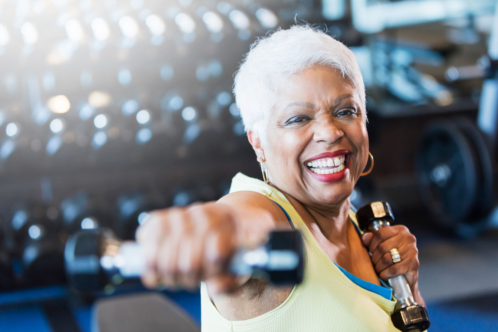 Woman with dumbbells